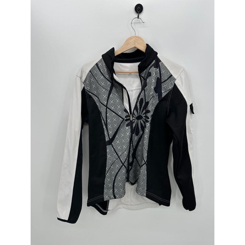 Shebeest Cycling Jacket Women L Full Zip Gray White Black Lightweight Training